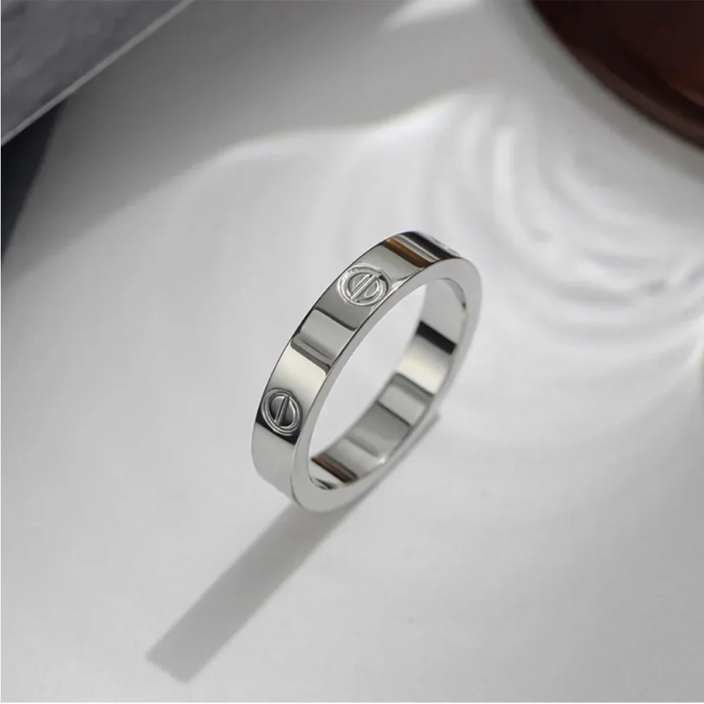 LUXURY SILVER SCREW RING LOVE BAND RING - Picture 10 of 16